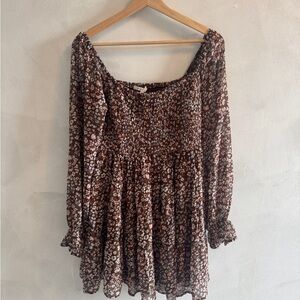 Floral Brown Mini Dress